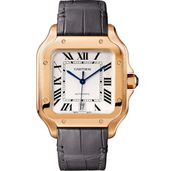 Cartier Santos de Cartier WGSA0019 Wristwatch Silver Dial, Rose Gold Bracelet