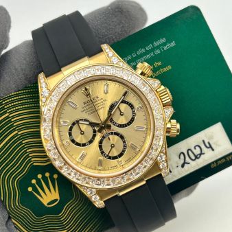 2024 Rolex Cosmograph Daytona 126538TBR, 40mm, Yellow Gold, Golden Baguette Diamond, Box & Papers