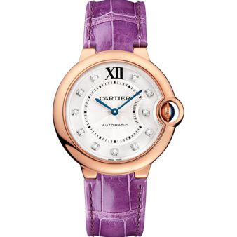 Cartier Ballon Bleu de Cartier WJBB0010 Wristwatch, Silver Diamond Dial, Purple Leather Strap