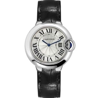 Cartier Ballon Bleu de Cartier WSBB0034 Wristwatch, Silver Dial, Leather Strap
