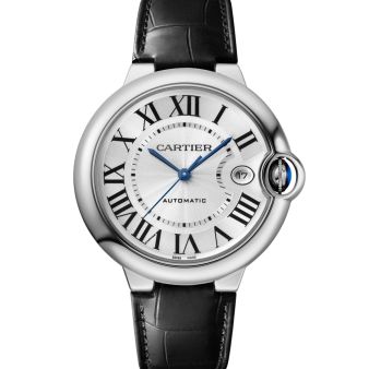 Cartier Ballon Bleu de Cartier WSBB0039 Wristwatch, Silver Dial, Leather Strap
