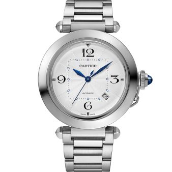 Cartier Pasha de Cartier WSPA0009 Wristwatch, Silver Dial, Stainless Steel Bracelet
