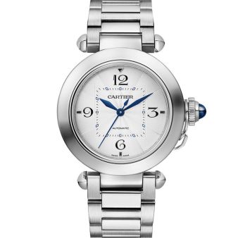 Cartier Pasha de Cartier WSPA0013 Wristwatch, Silver Dial, Stainless Steel Bracelet