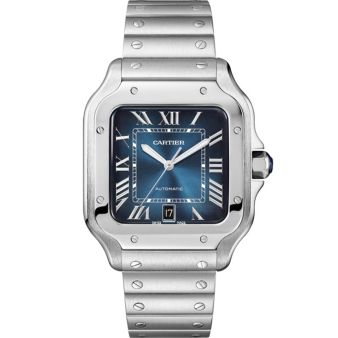 Cartier Santos de Cartier WSSA0030 Wristwatch, Blue Dial, Stainless Steel Bracelet