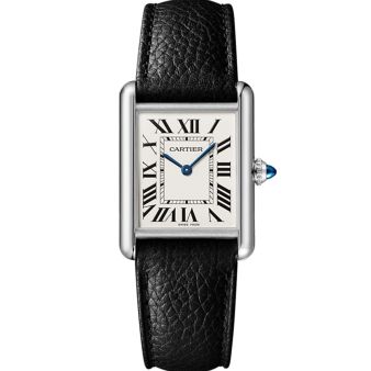 Cartier Tank Must WSTA0041 Wristwatch, Silver Dial, Black Leather Strap