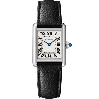 Cartier Tank Must WSTA0042 Wristwatch, Silver Dial, Black Leather Strap