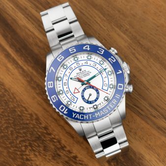 Rolex Yacht-Master II 116680 Wristwatch, White Dial, Oyster Bracelet, Ring Command Blue Bezel