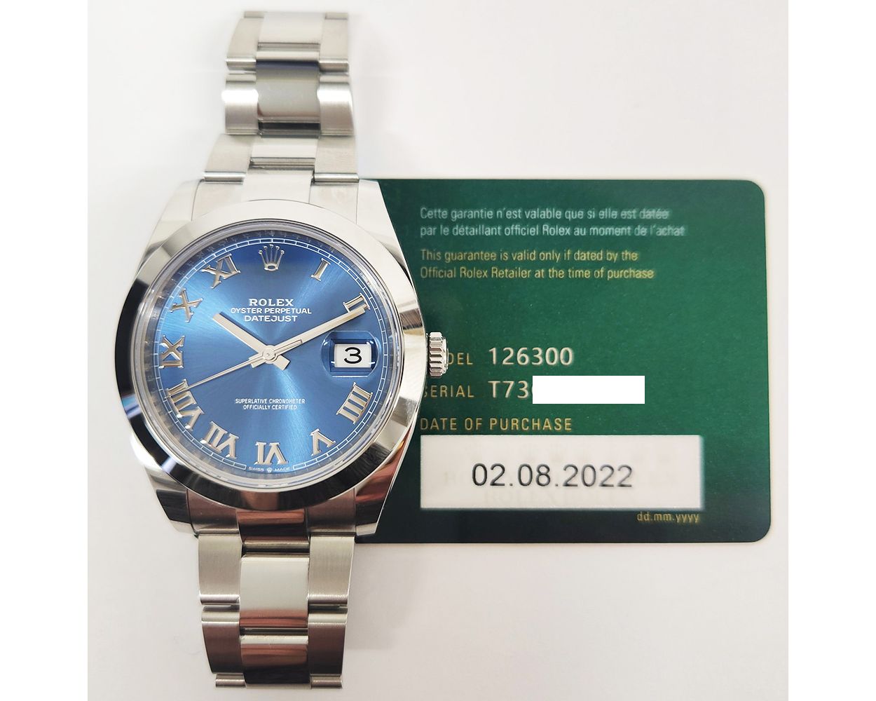 Rolex Datejust 41 126334 Blue Azzuro Dial Jubilee 2022 for