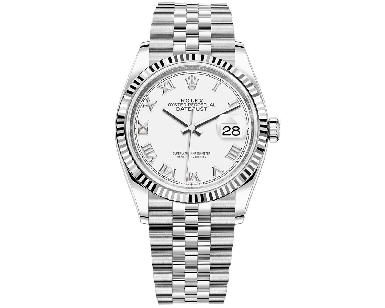 Rolex Datejust 36, White Roman, White Gold & Steel, 126234