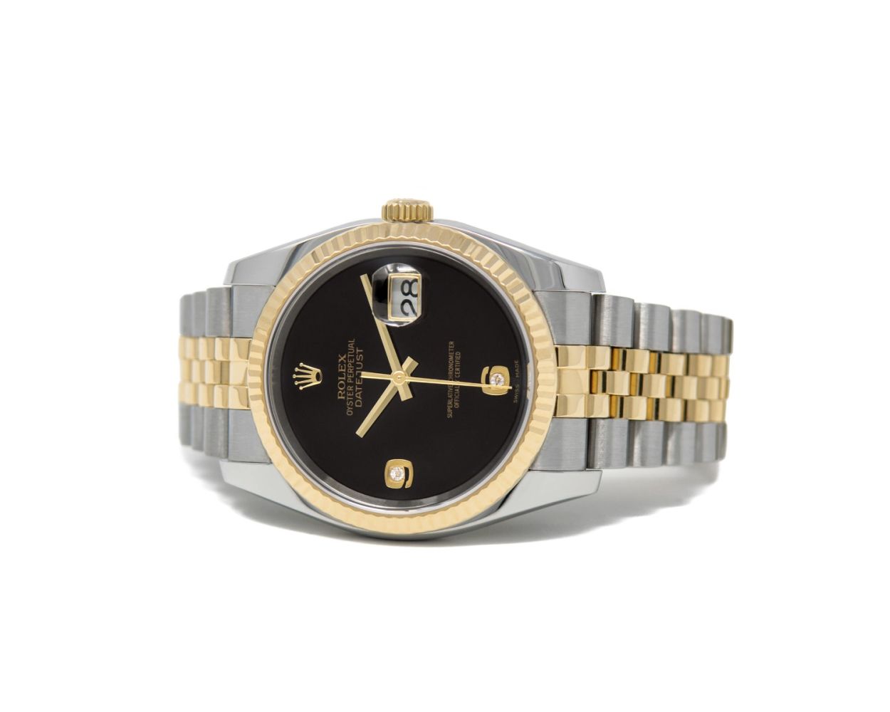 モックス・ダイアモンド Rolex Datejust 116233 Two-Tone 36mm Factory Onyx Diamond