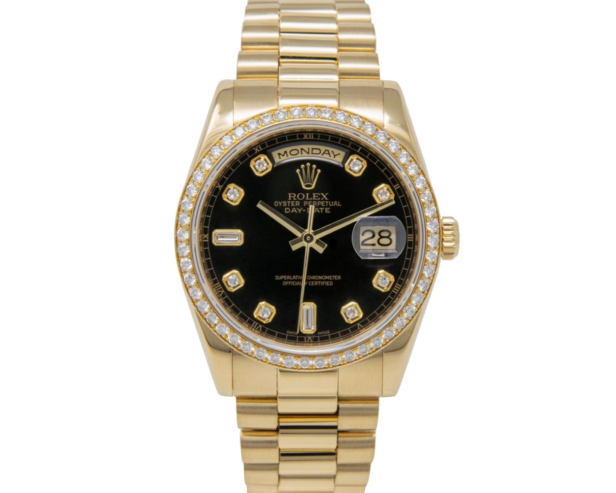オンラインショップ Buy Dial Black - Watch 118348 36 Day-Date Rolex Used Genuine モッズコート