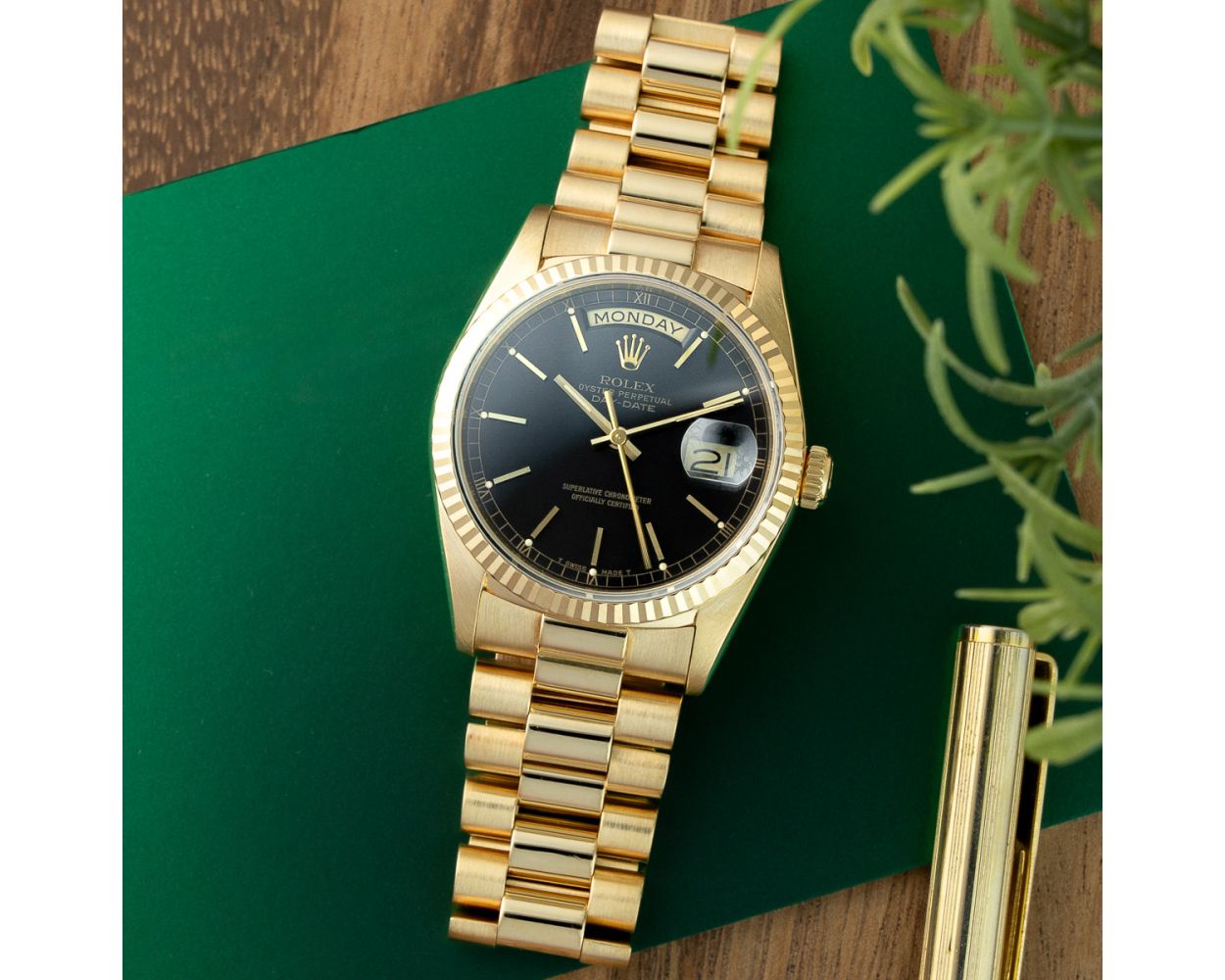 Buy Genuine Used Rolex Day-Date 36 18238 Watch - Black Dial