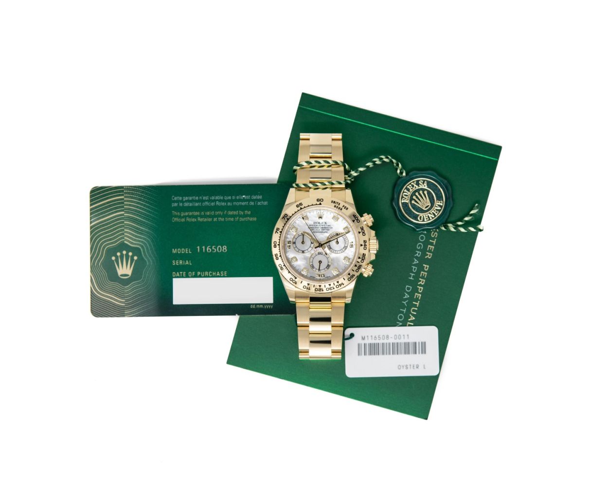 Rolex Daytona Yellow Gold Mother of Pearl Dial 40mm 116508