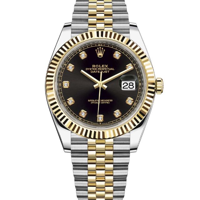 Rolex Datejust 41 126333 Wristwatch Jubilee Bracelet Bright Black Diamond Dial Fluted Bezel