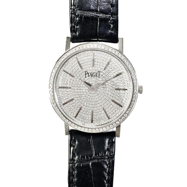 Piaget, Altiplano, Pave Diamond Dial, Black Leather Strap G0A36128