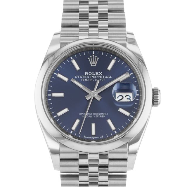 2025 Rolex Datejust 36, 126200, Steel, Bright Blue Dial, Jubilee Bracelet, Box & Papers