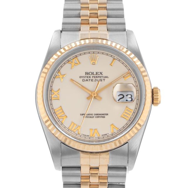 1989 Rolex Datejust 36, 16233, Steel & Gold, Ivory Roman Dial, Jubilee Bracelet, Papers Only