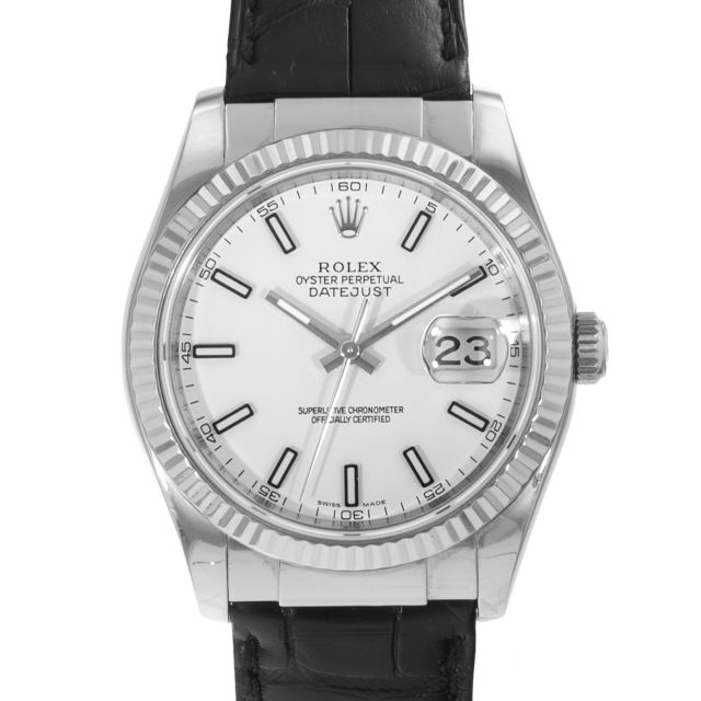 Rolex Datejust 36 116139 Wristwatch, Blue Dial, Leather Strap, Fluted Bezel