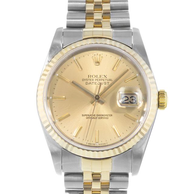 Rolex Datejust 36 16233, Steel & Yellow Gold, Champagne Dial, Jubilee Bracelet, Watch Only