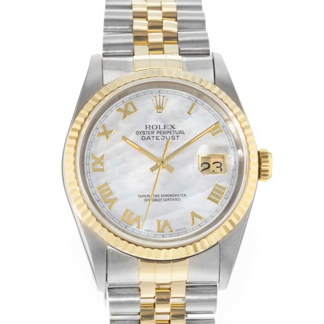 Rolex Datejust 36, 16233, Steel & Gold, Mother of Pearl Roman, Jubilee Bracelet, Watch Only (Renewed)