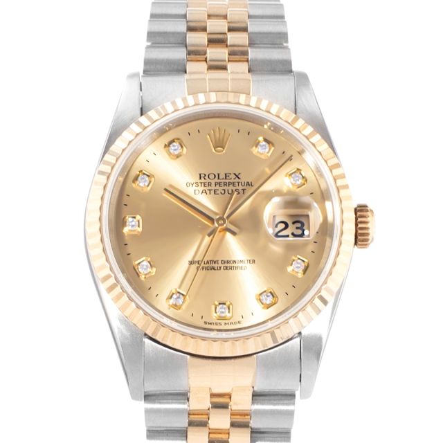 1991 Rolex Datejust 36, 16233, Steel & Gold, Champagne Diamond Dial, Jubilee Bracelet, Watch Only
