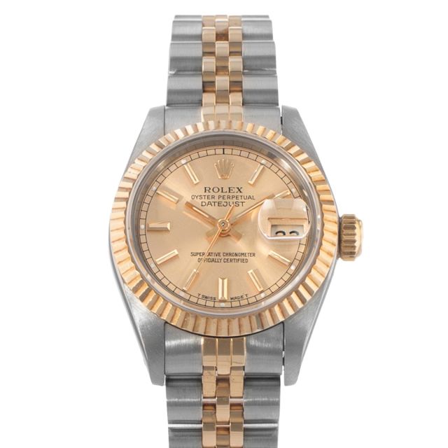 Rolex Lady-Datejust 26, 69173, Steel & Gold, Champagne Dial, Jubilee Bracelet, Watch Only (Renewed)