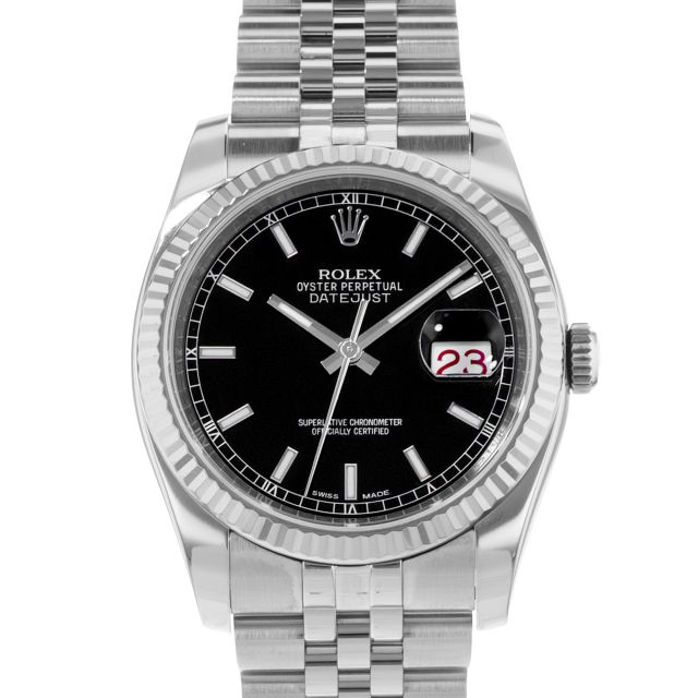 2015 Rolex Datejust 36 116234, Steel & White Gold, Black Dial, Jubilee Bracelet, Box & Papers