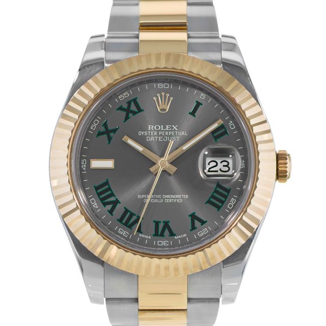Rolex Datejust II, 116333, 41mm, Steel & Yellow Gold, Slate Roman Dial, Oyster Bracelet, Watch Only (Renewed)