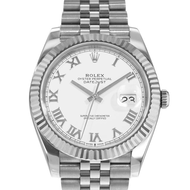 Rolex Datejust 41 126334 Wristwatch, Jubilee Bracelet, White Roman Dial, Fluted Bezel