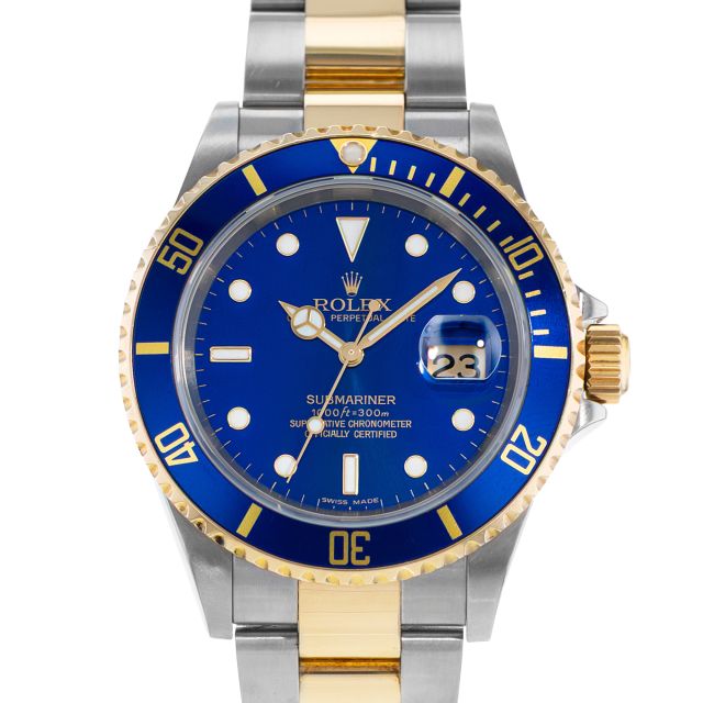 Rolex Submariner Date "Bluesy", 16613LB, Steel & Gold, Blue Dial, Blue Bezel, Oyster Bracelet, Watch Only (Renewed)