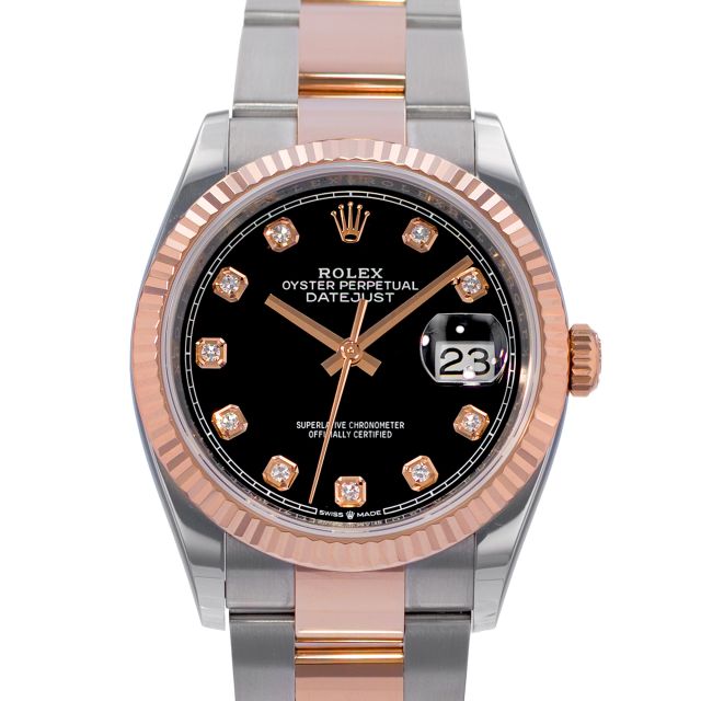 2020 Rolex Datejust 36, 126231, Steel & Gold, Black Diamond Dial, Oyster Bracelet, Box & Papers