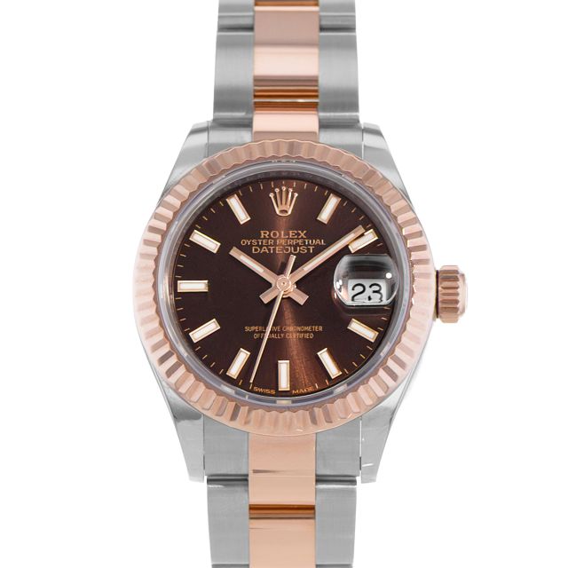Rolex Lady-Datejust 279171 Wristwatch, Oyster Bracelet, Chocolate Dial, Fluted Bezel