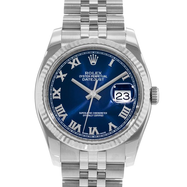 2018 Rolex Datejust 36 116234, Steel & White Gold, Blue Roman, Box & Papers