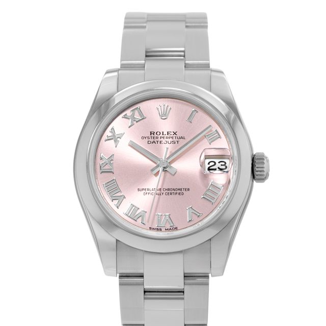 Rolex Datejust Lady 31mm Steel Pink Rose Roman Dial 178240 Rehaut Oyster Watch Chest