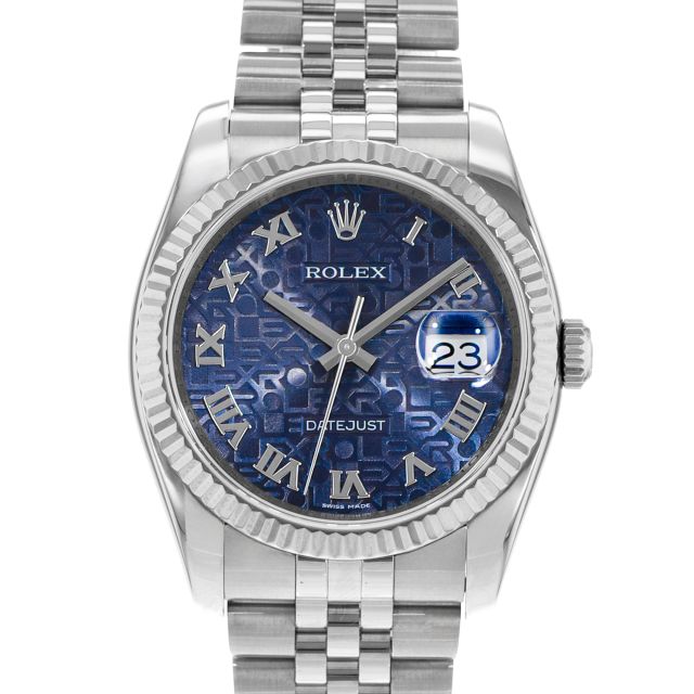 Rolex Datejust Gold Blue Jubilee Roman Dial 116234 Oyster Watch Chest