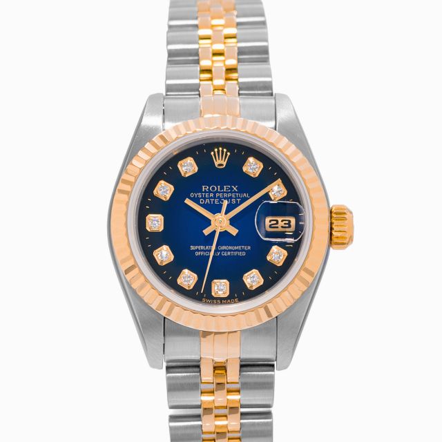 1998 Rolex Lady-Datejust 26, 69173, Steel & Gold, Blue Vignette Diamond Dial, Jubilee Bracelet, Papers Only (Renewed)