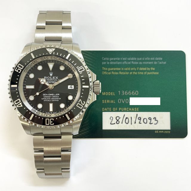 Genuine Rolex Deepsea Sea-Dweller 44mm 136660-0004 - Black Dial, Black Rotatable Bezel, & Oyster Bracelet
