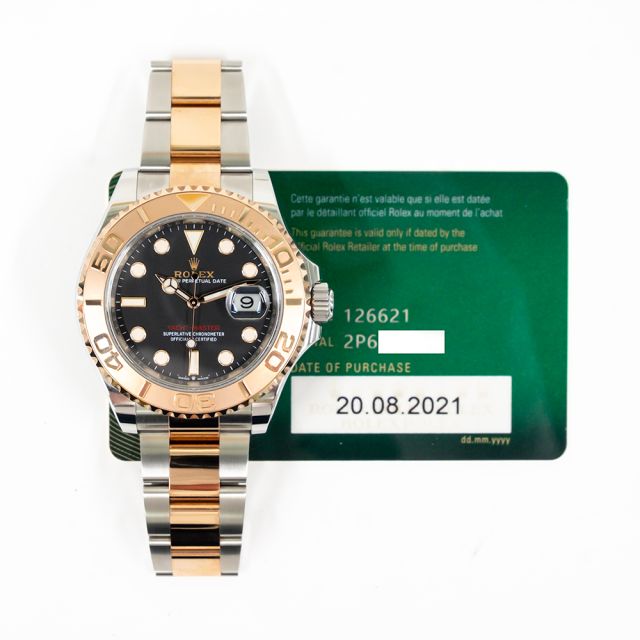 2021 Rolex Yacht-Master 40, 126621, Steel & Rose Gold, Intense Black Dial, Oyster Bracelet, Box & Papers