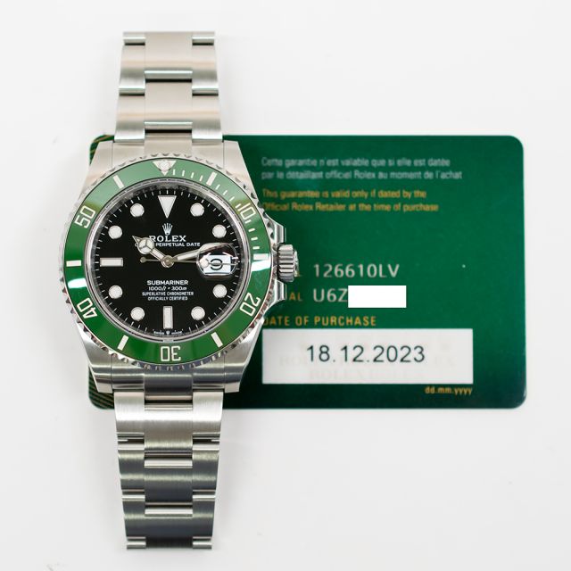 2023 Rolex Submariner Date, 126610LV, 41mm, Steel, Green Bezel, 'Starbucks' Black Dial, Box & Papers