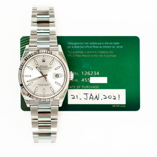2021 Rolex Datejust 36, 126234, Gold & Steel, Silver Index, Oyster Bracelet, Box & Papers
