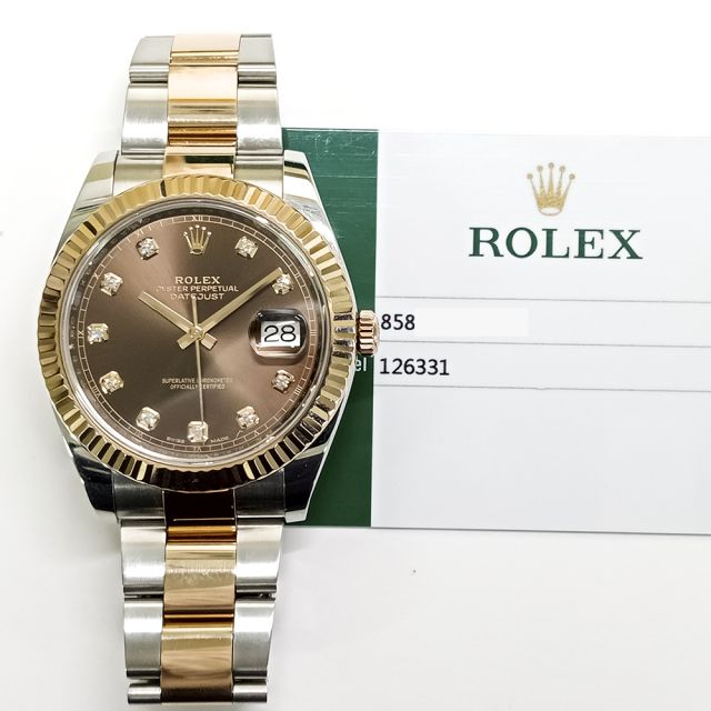 2018 Rolex Datejust 41, 126331, Steel & Gold, Chocolate Diamond Dial, Oyster Bracelet, Box & Papers