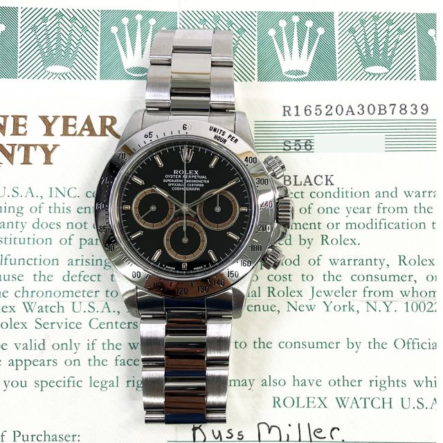 1994 Rolex Daytona 'Patrizzi Dial', 16520, 40mm, Steel, Black Dial, Box & Papers