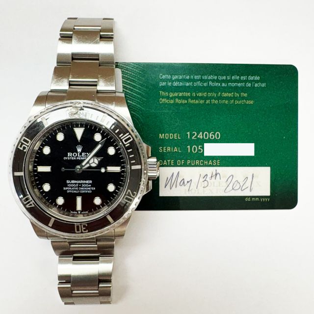 2021 Rolex Submariner No Date, 124060, 41mm, Steel, Black Dial, Oyster Bracelet, Box & Papers