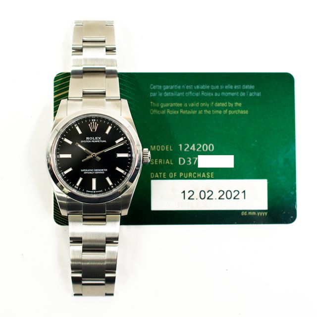 2021 Rolex Oyster Perpetual 34, 124200, Steel, Black Dial, Oyster Bracelet, Box & Papers