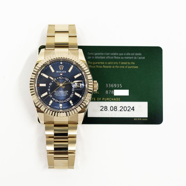 2024 Rolex Sky-Dweller, 336935, Rose Gold, 42mm, Blue-Green Dial, Oyster Bracelet, Box & Papers