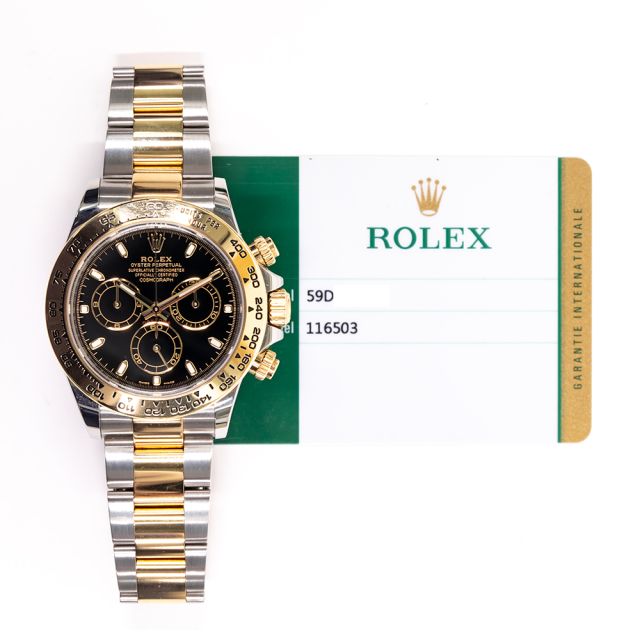 2019 Rolex Cosmograph Daytona, 116503, 40mm, Steel & Gold, Black Dial, Oyster Bracelet, Box & Papers