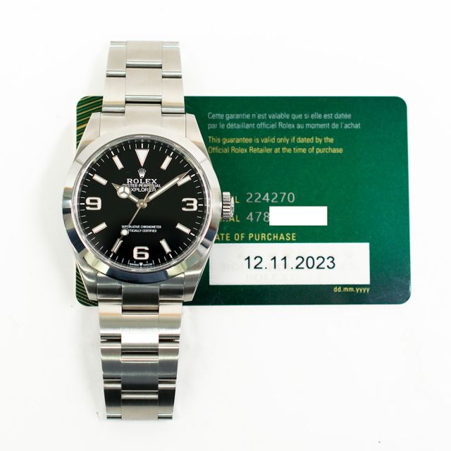 2023 Rolex Explorer 224270, 40mm, Steel, Black Dial, Oyster Bracelet, Box & Papers