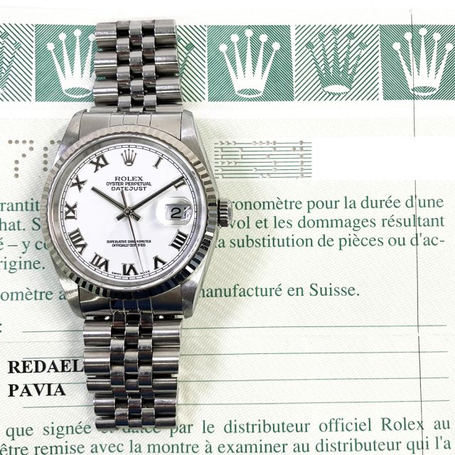 2000 Rolex Datejust 36 16234, Steel & White Gold, White Roman, Box Only