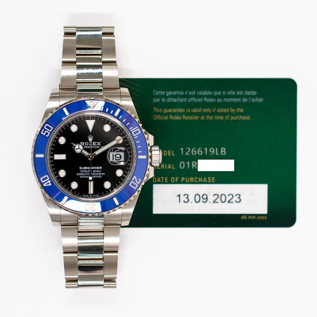 2023 Rolex Submariner Date, 126619LB, 41mm, White Gold, Blue Bezel 'Cookie Monster', Box & Papers