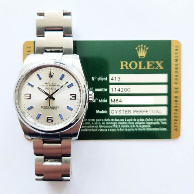 2009 Rolex Oyster Perpetual 34 114200, Steel, Silver Dial, Box & Papers